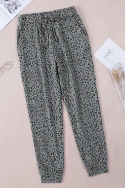 Hot Dear-Lover Breezy Leopard Joggers Gray