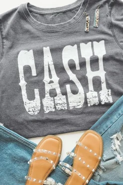 Outlet Dear-Lover CASH Letter Print T Shirt Gray