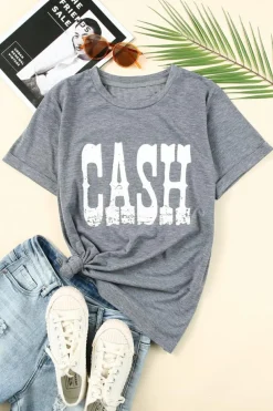 Outlet Dear-Lover CASH Letter Print T Shirt Gray