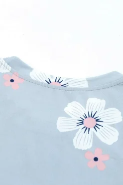 Sale Dear-Lover Casual Floral Crew Neck Tank Top Gray