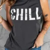 Outlet Dear-Lover CHILL Graphic Print Tank Top Gray