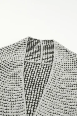 Clearance Dear-Lover Chunky Waffle Knit Oversized Collar Cardigan Gray