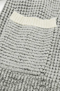 Clearance Dear-Lover Chunky Waffle Knit Oversized Collar Cardigan Gray