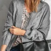 Discount Dear-Lover Chunky Wide Long Sleeve Knit Cardigan Gray