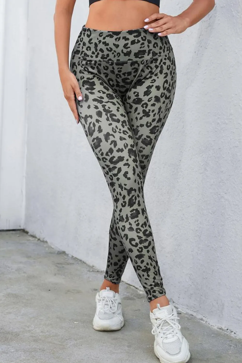 Clearance Dear-Lover Classic Leopard Print Active Leggings Gray