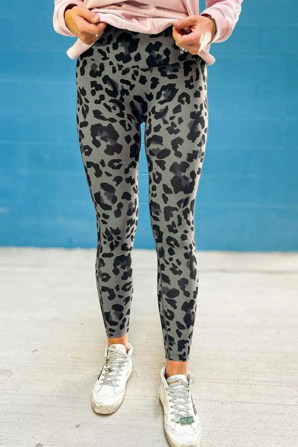 Clearance Dear-Lover Classic Leopard Print Active Leggings Gray