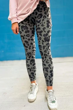 Clearance Dear-Lover Classic Leopard Print Active Leggings Gray
