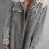 Best Dear-Lover Gray Color Block Button Down Hooded Corduroy Jacket Gray-2