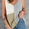 Online Dear-Lover Color Block Knitted Tank Top Gray
