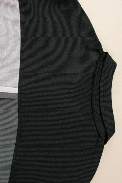 Online Dear-Lover Colorblock Ribbed Collared Oversized Sweatshirt Gray