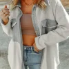 New Dear-Lover Contrast Flap Pockets Relaxed Shacket Gray