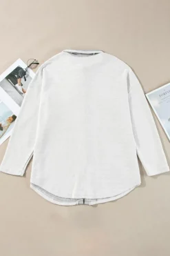 New Dear-Lover Contrast Flap Pockets Relaxed Shacket Gray