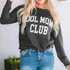 Sale Dear-Lover COOL MOMS CLUB Drop Shoulder Sweatshirt Gray