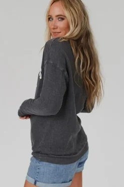 Sale Dear-Lover COOL MOMS CLUB Drop Shoulder Sweatshirt Gray