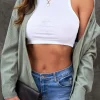 New Dear-Lover Corduroy Button Pocket Shirt Gray