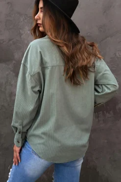 New Dear-Lover Corduroy Button Pocket Shirt Gray