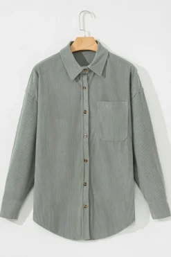 New Dear-Lover Corduroy Button Pocket Shirt Gray