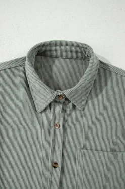 New Dear-Lover Corduroy Button Pocket Shirt Gray