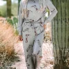 Online Dear-Lover Cowgirl Boots Printed Long Sleeve Top Pants Lounge Set Gray