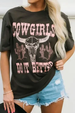Online Dear-Lover COWGIRLS DO IT BETTER Graphic Print Oversized T Shirt Gray