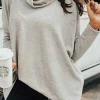 Discount Dear-Lover Cowl Neck Shift Tunic Top Gray