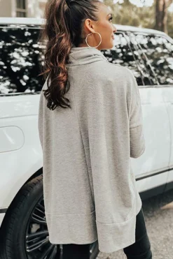 Discount Dear-Lover Cowl Neck Shift Tunic Top Gray