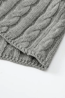 Sale Dear-Lover Crew Neck Cable Knit Short Sleeve Sweater Gray