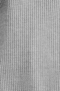 Hot Dear-Lover Crew Neck Ribbed Trim Waffle Knit Top Gray