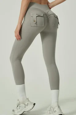 Clearance Dear-Lover Crunched Cargo High Waist Active Leggings Gray