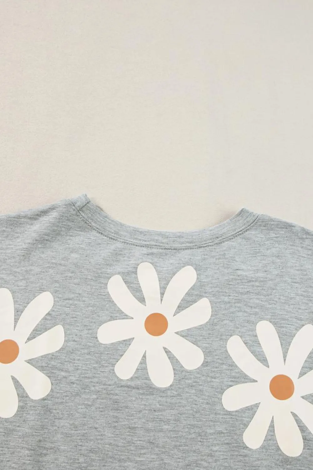 Hot Dear-Lover Daisy Flower Printed Casual T Shirt Gray
