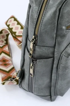 Hot Dear-Lover Double Zipper Faux Leather Backpack Gray
