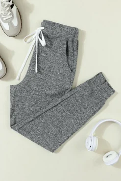 New Dear-Lover Drawstring Waist Pocketed Joggers Gray