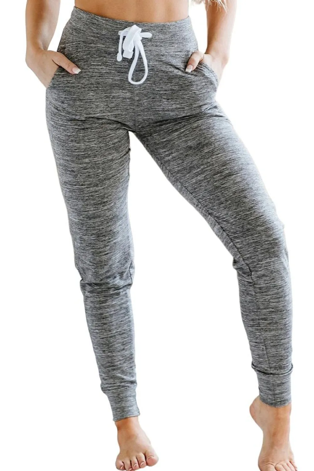 New Dear-Lover Drawstring Waist Pocketed Joggers Gray