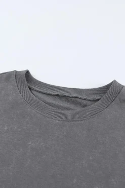 New Dear-Lover Drop Shoulder Ribbed Trim Oversized Sweatshirt Gray