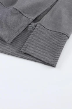 New Dear-Lover Drop Shoulder Ribbed Trim Oversized Sweatshirt Gray