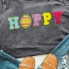 Online Dear-Lover Easter Egg HOPPY Chenille Patched Pattern T Shirt Gray