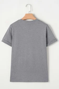 Online Dear-Lover Easter Egg HOPPY Chenille Patched Pattern T Shirt Gray