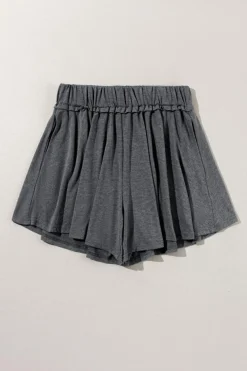 Fashion Dear-Lover Elastic Waist Culotte Shorts Gray