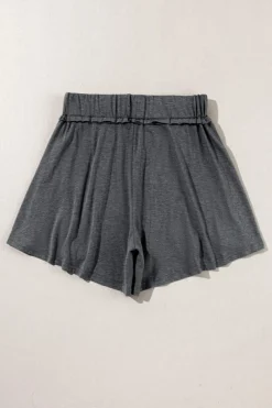 Fashion Dear-Lover Elastic Waist Culotte Shorts Gray