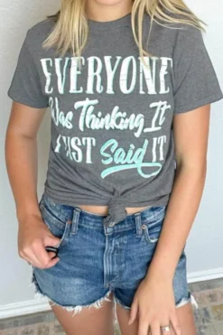 Sale Dear-Lover EVERYONE Was Thinking It Graphic Tee Gray
