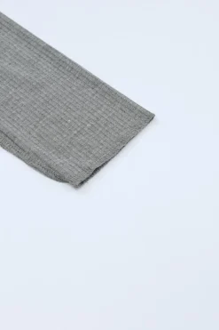 Hot Dear-Lover Expose Seam Color Block Ribbed Knit Top Gray