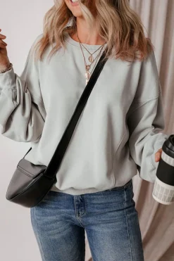 Hot Dear-Lover Exposed Seam Batwing Sleeve Drop Shoulder Sweatshirt Gray