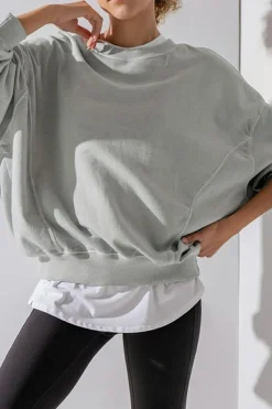 Hot Dear-Lover Exposed Seam Batwing Sleeve Drop Shoulder Sweatshirt Gray