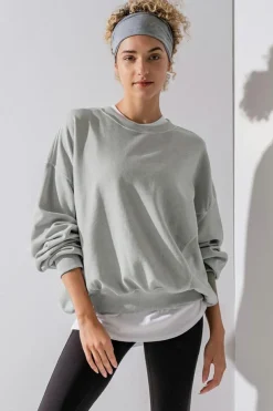 Hot Dear-Lover Exposed Seam Batwing Sleeve Drop Shoulder Sweatshirt Gray