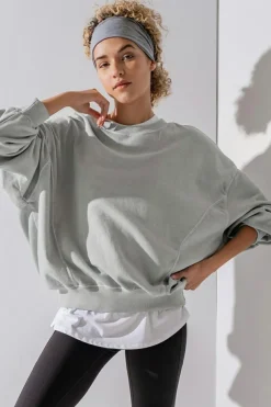 Hot Dear-Lover Exposed Seam Batwing Sleeve Drop Shoulder Sweatshirt Gray