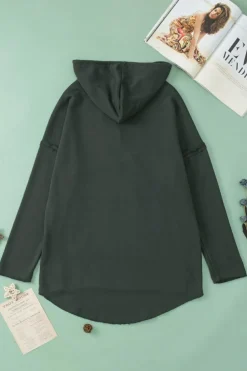 Clearance Dear-Lover Exposed Seam Raw Edge Hoodie with Pockets Gray