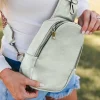 Hot Dear-Lover Faux Leather Zipped Crossbody Chest Bag Gray