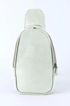 Hot Dear-Lover Faux Leather Zipped Crossbody Chest Bag Gray