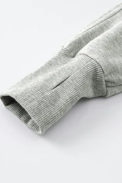 Clearance Dear-Lover Fleece Lined Zip Up Stand Collar Thumbhole Sleeve Sweatshirt Gray