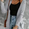 Outlet Dear-Lover Front Pocket and Buttons Closure Cardigan Gray
